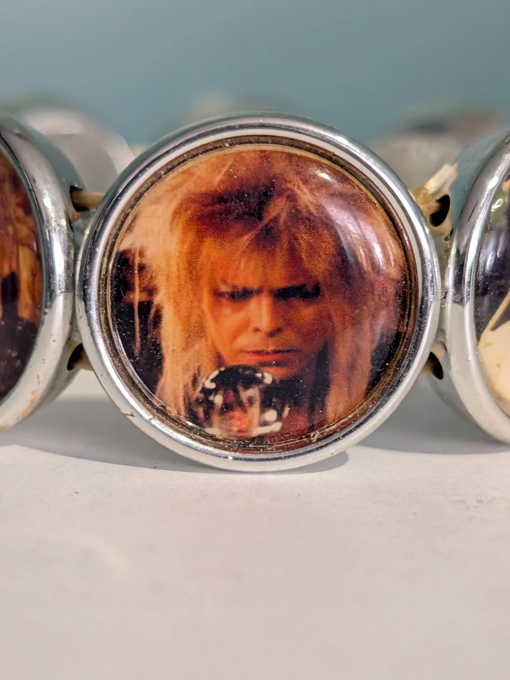 Vintage 80's Labyrinth Movie Photo Cabochon Charm Stretch Bracelet-New Nostalgia